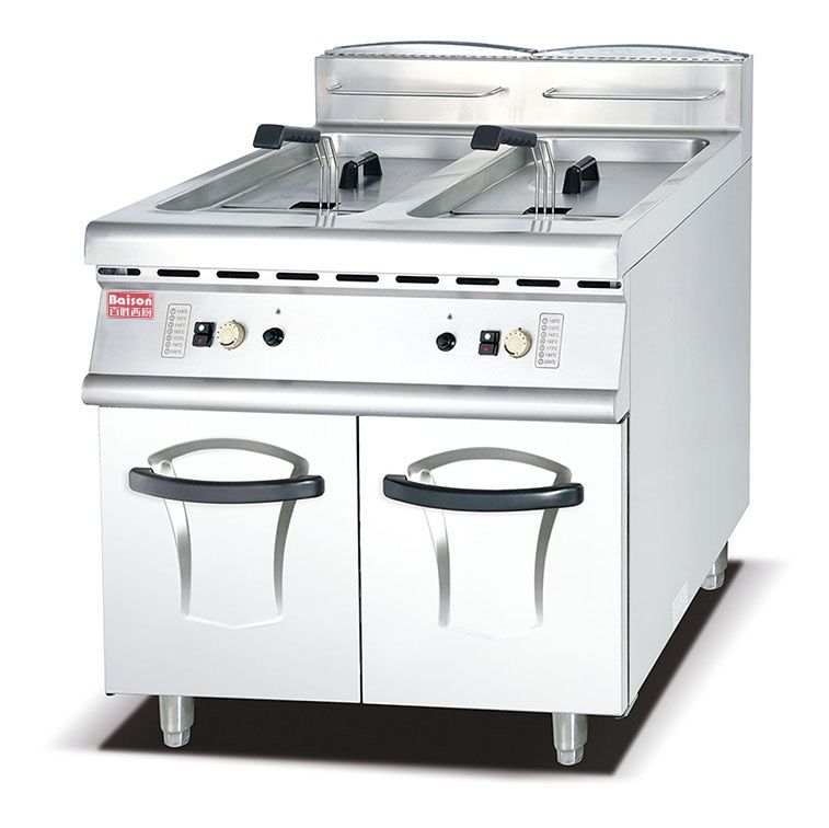 DF68075 Gas fryer connected base Factory direct sales OT-839 vertical gas fryer electric double cylinder double screen connected base fryer Large capacity DF TRADING HOUSE