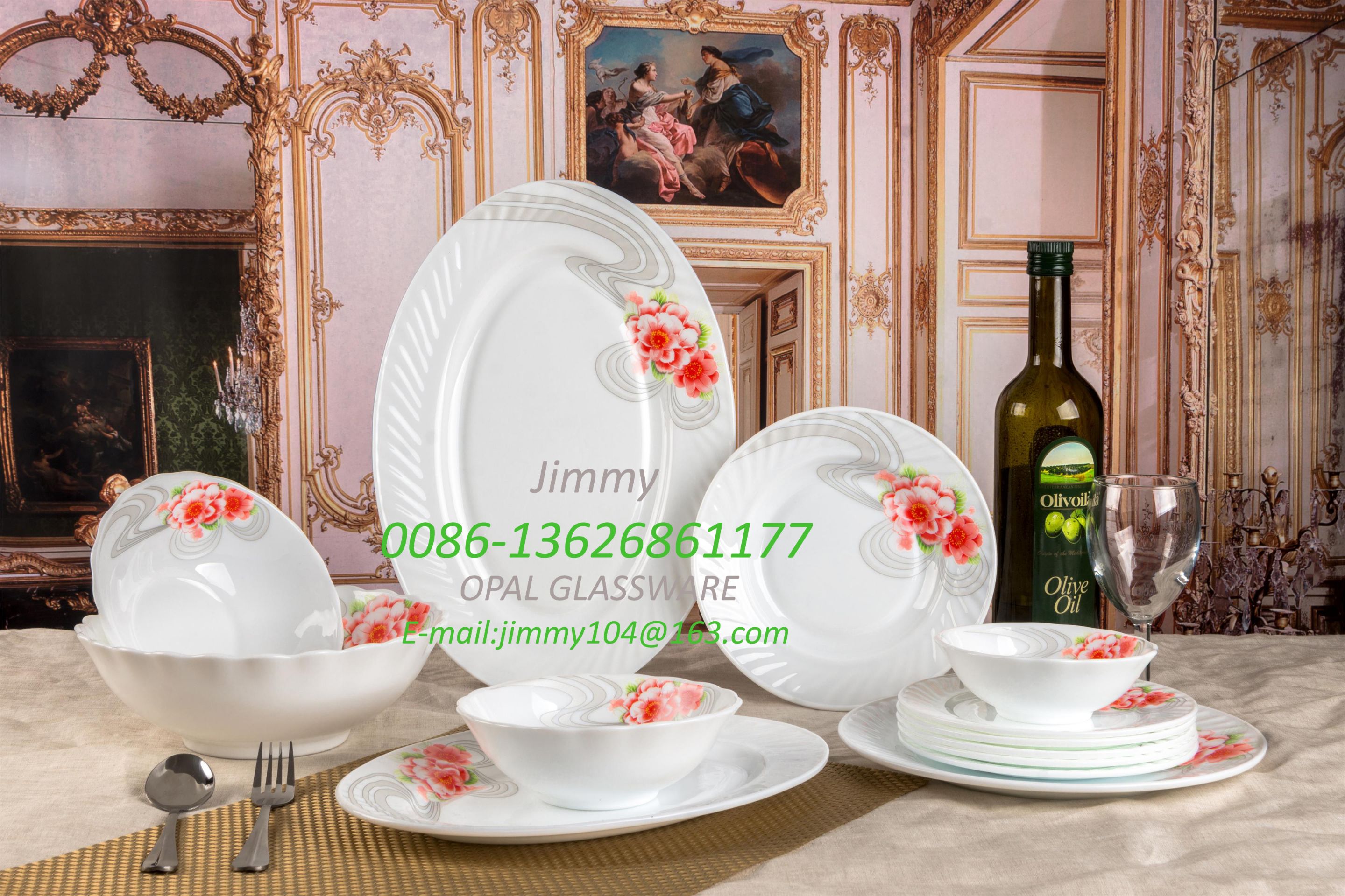 Yiwu Good Goods Microwave Oven heat-resistant Glass Tableware Supplement Tableware 46pcs dinner set details Picture