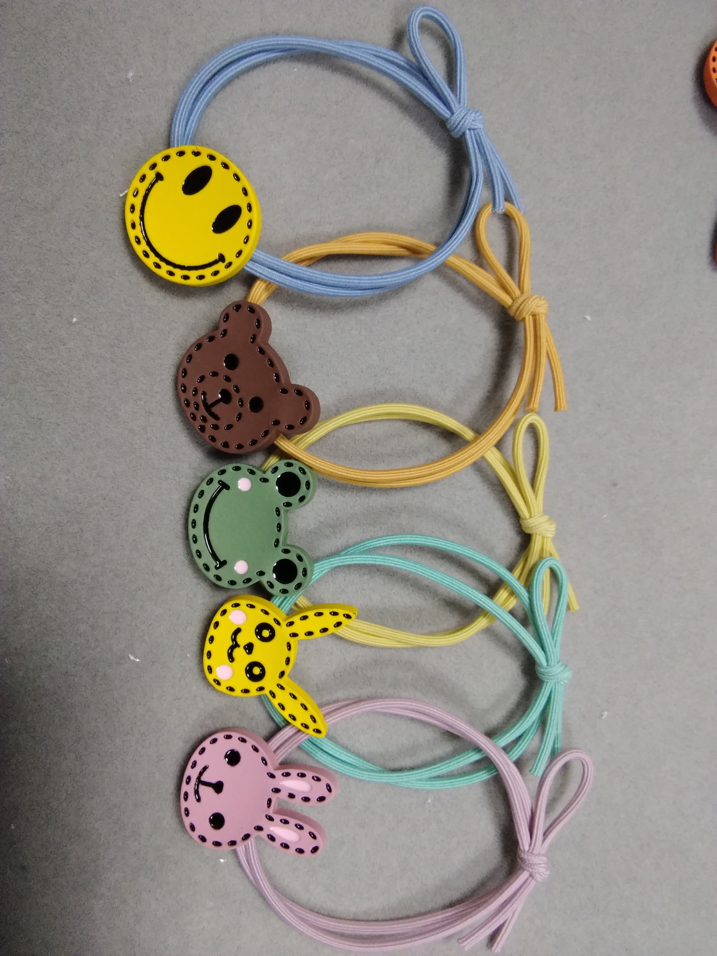 Alloy smiling animal head double-layer circular knot rubber band detail image 1