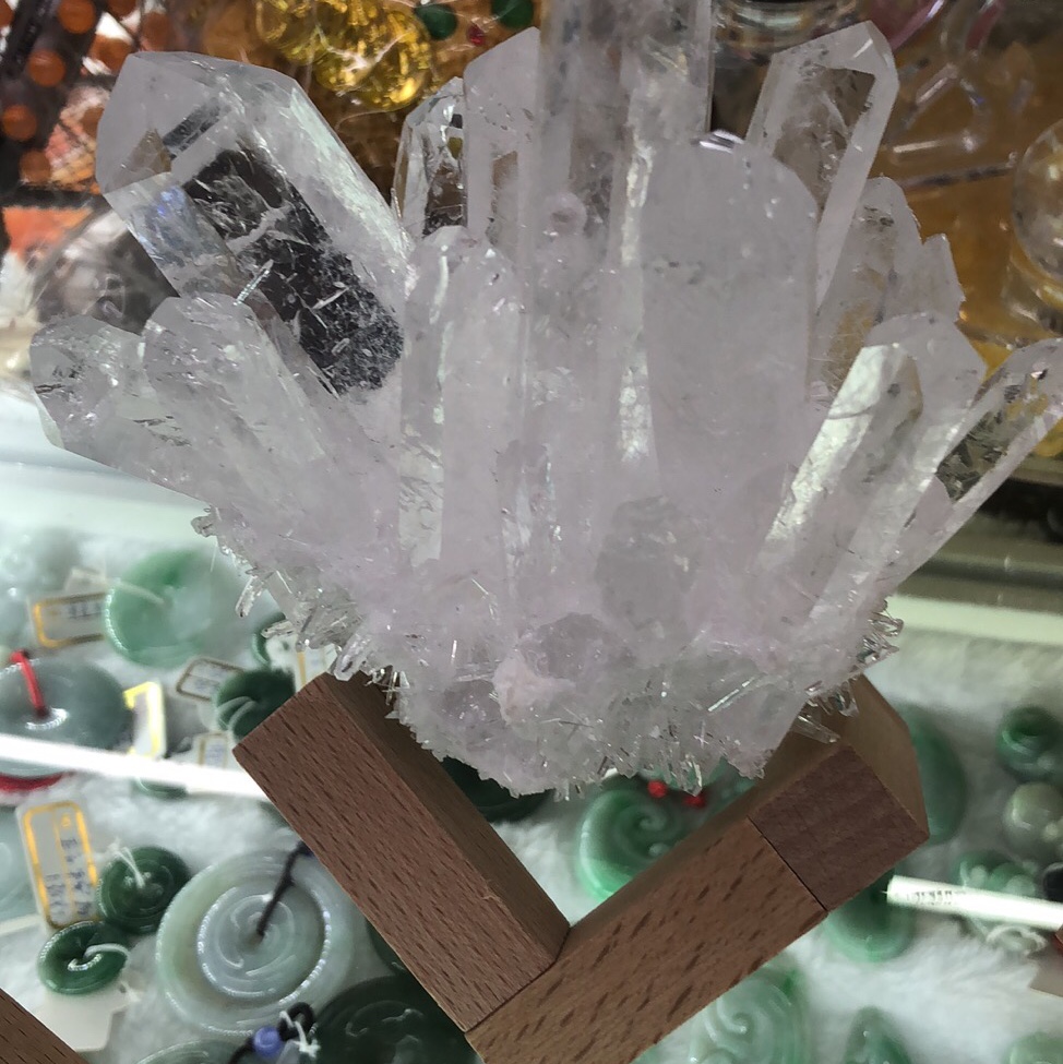 新中式国潮  幸运加倍 天然玉石 天然水晶柱白色没有加色