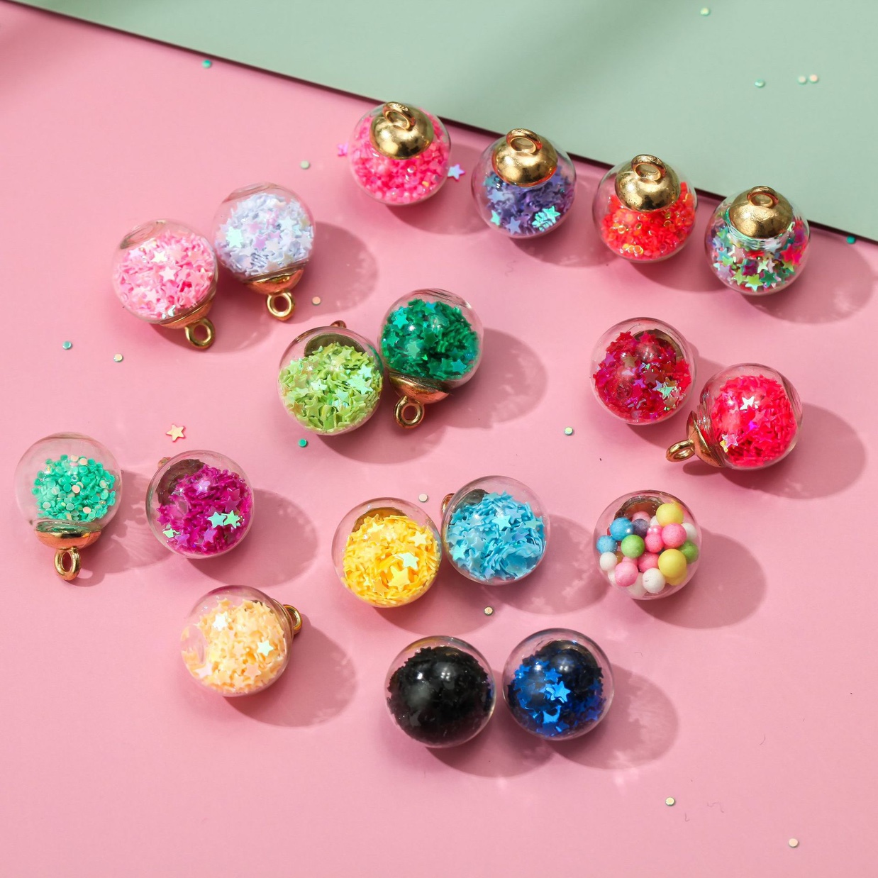 Redondo transparente color estrellas bola de vidrio accesorios de pelo pendientes colgantes DIY accesorios materiales hechos a mano details Picture