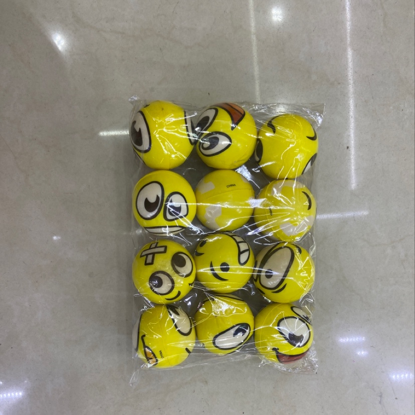 厂家直销5公分多款表情混pu球海绵球压力球图