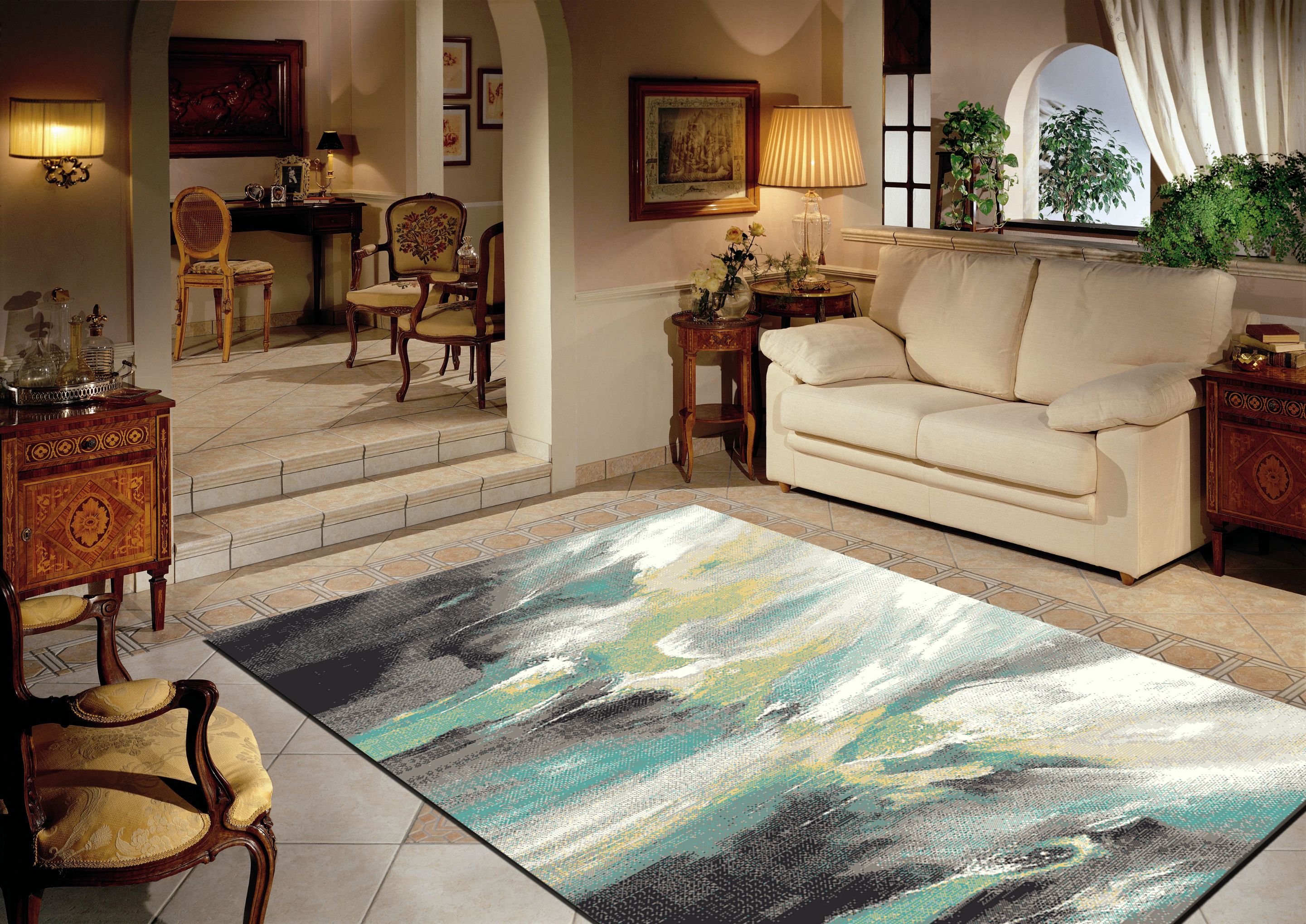 Model Home Abstract Carpet Hotel Living Room Sofa Nordic Coffee Table Mat Simple Modern Bedroom Bed Blanket Specification drawing