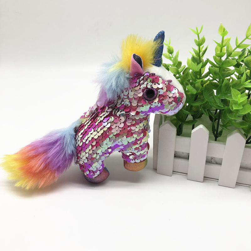 最新款亮片独角兽毛绒玩具钥匙扣汽车钥匙扣公仔玩偶抓机娃娃批发详情图11