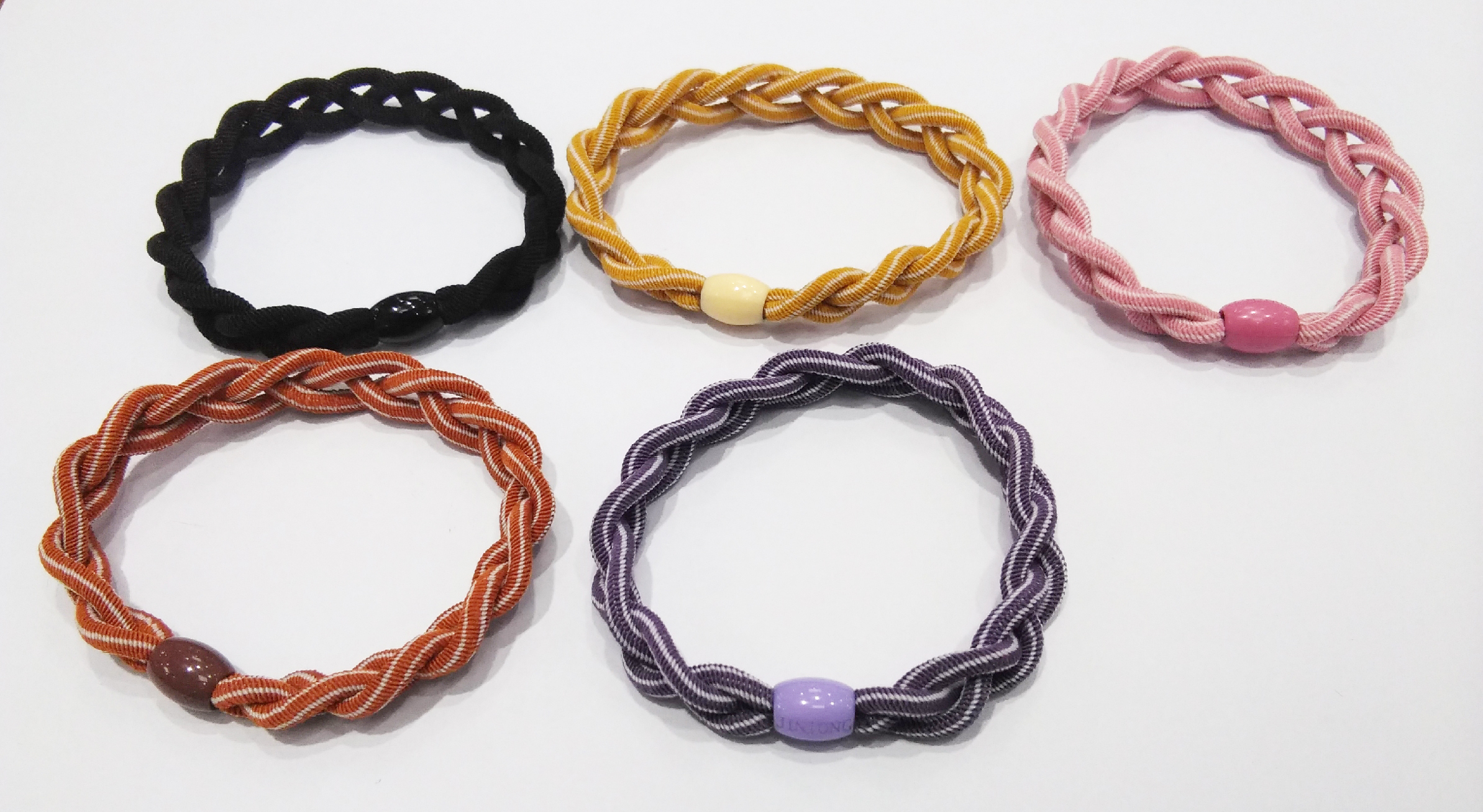 Striped line three-strand braid rubber band detail image 1