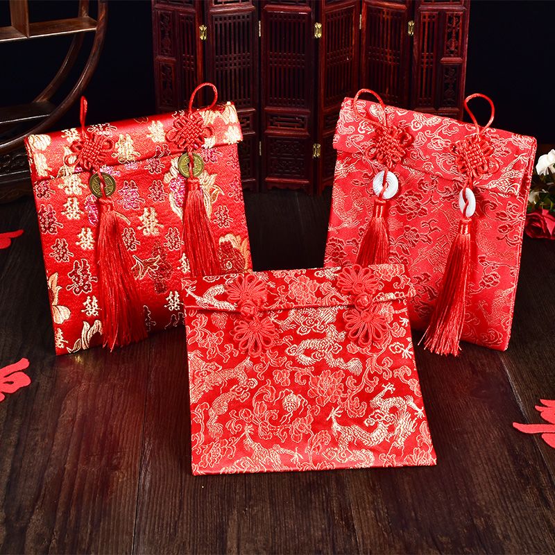 Wedding Fabric Red Envelope 10,000 Yuan Package Satin Cloth Red Envelope Elder Red Envelope