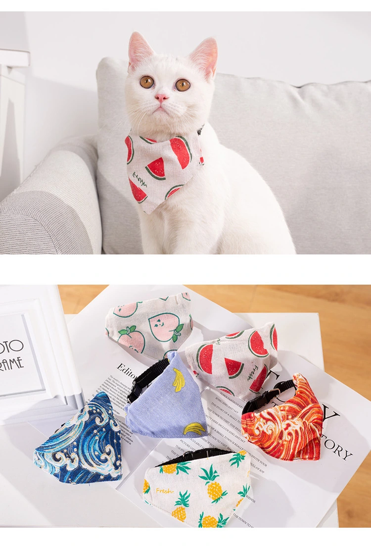 Fengpei Pet Products Factory offers direct sales of pet printed triangular wipes, double-layer linen wipes and collars for cats and dogs detail image 8