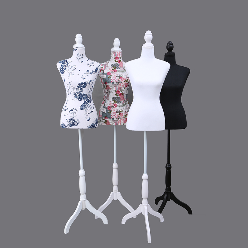 旭峰 厂家直销加厚宽衣架落地晾衣架女模特服装展示道具半身印花麻布可插针详情图1
