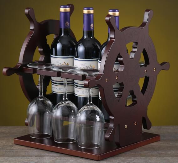 葡萄酒木制红酒架高脚杯