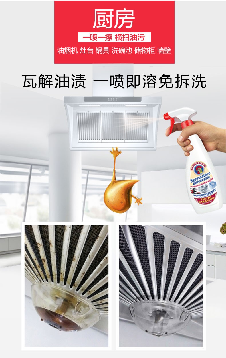 大公鸡万能油污净（黄色柠檬香）625ml*12详情图5