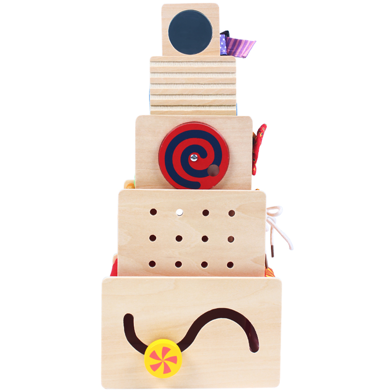 布艺套盒几何形状认知木质玩具早教益智木制儿童玩具幼儿精细动作训练产品图