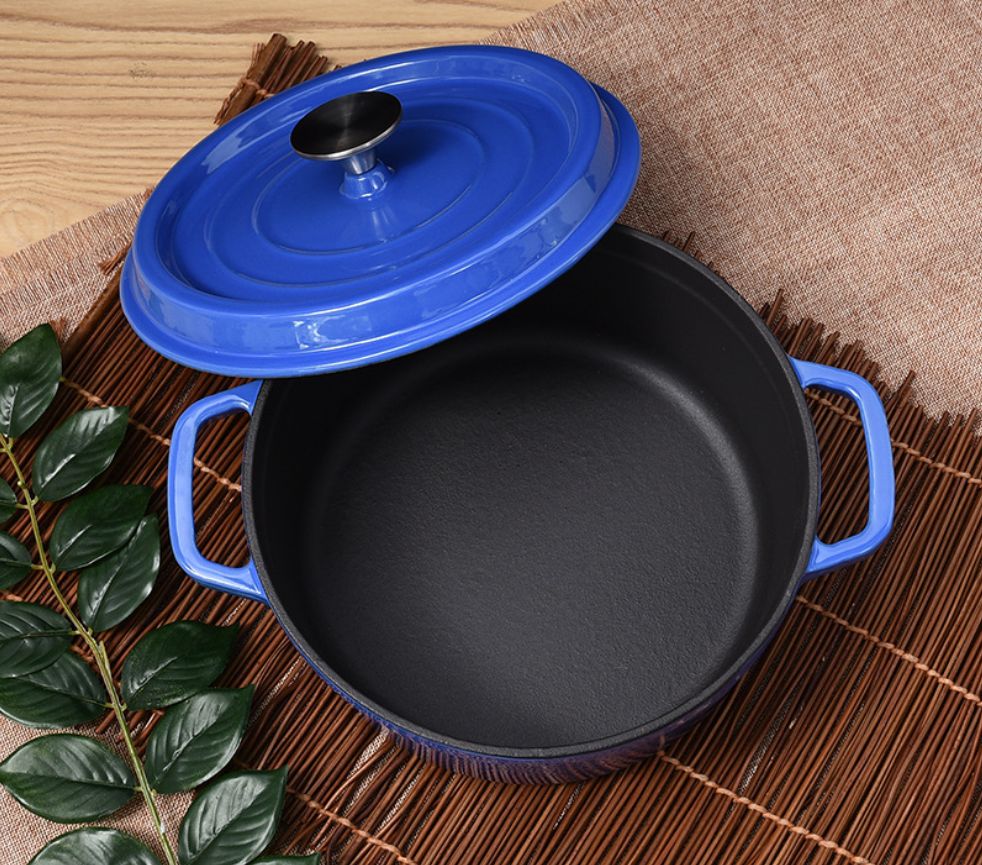 Cast iron enamel soup pot thickened double ear multifunctional saucepan enamelled raw iron pot thumbnail