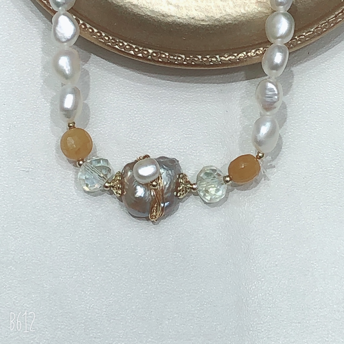 Original pearl freshwater pearl yellow stone bracelet, light luxury internet-famous bracelet Item Picture