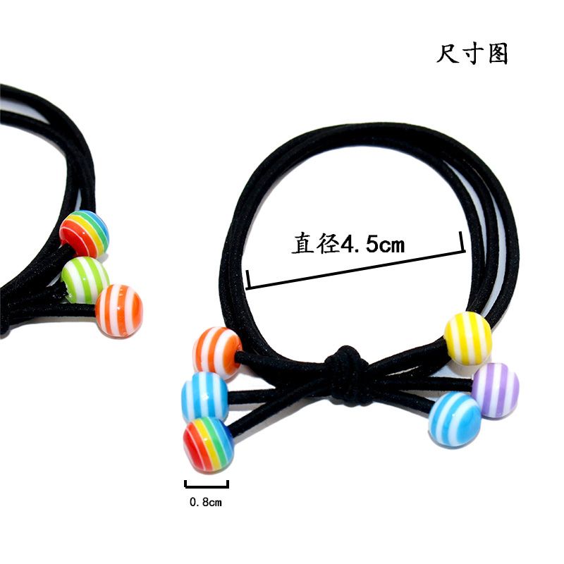 100 pieces/dozen hot style big candy bead bead hair rope rubber band red bean color bean ground stand basic style head rope thumbnail