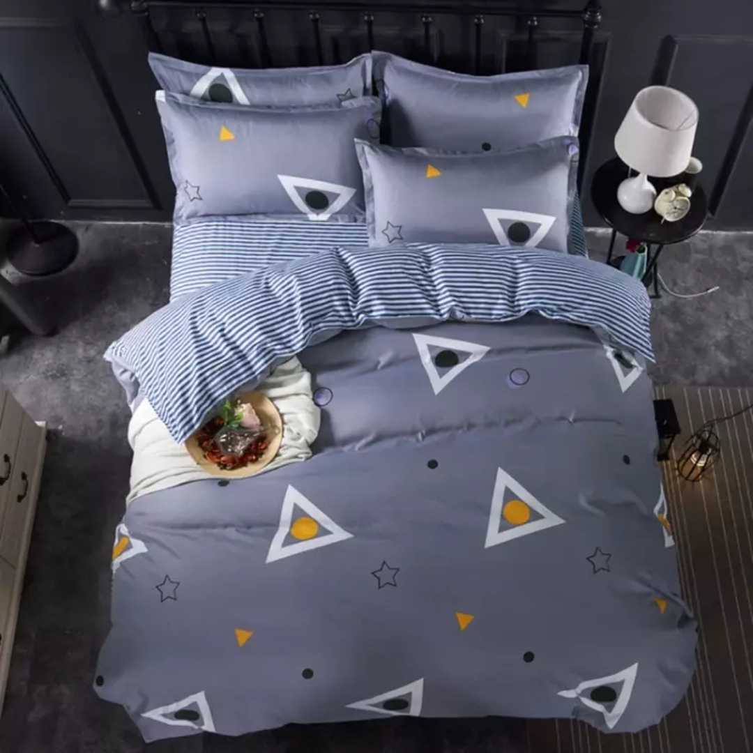 Cotton 4-Piece Cotton Double Bed Linen Thickened Edge Bed Sheet Cover Pillowcase Semi Water Age B Purple