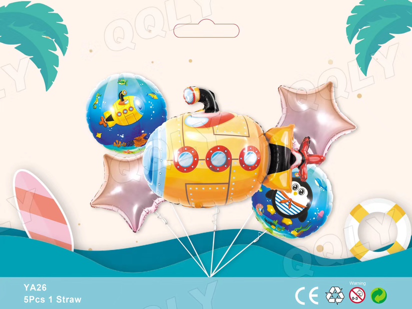 新款航海家系列海洋大冒险快艇轮船铝膜气球儿童生日派对装饰用品🌊🌊🌊
