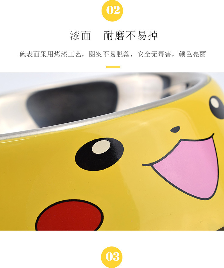 厂家直销宠物碗彩色不锈钢卡通印花喂食狗狗猫食盆防滑不锈钢碗详情图5