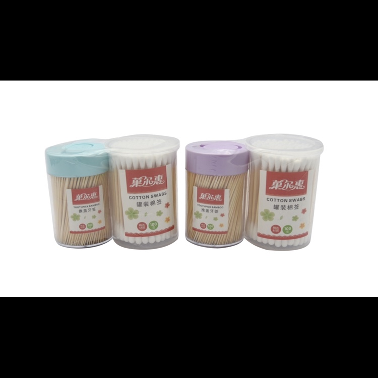 A combination of toothpicks and cotton swabs