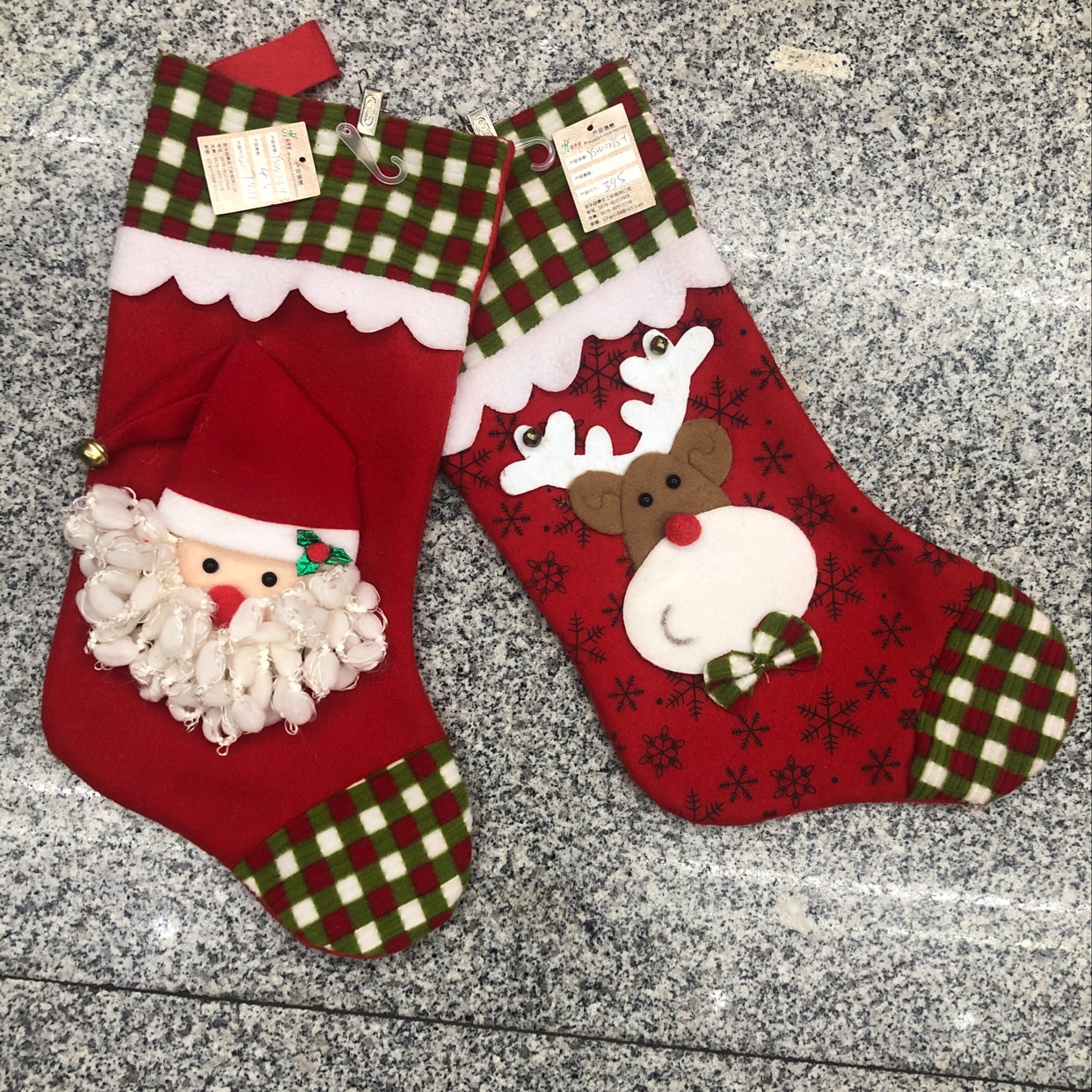 Christmas stocking Velvet Santa Claus deer thumbnail