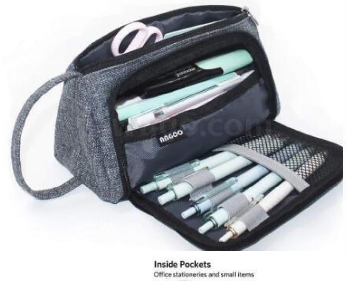Ink Danqing gray hemp multi-functional stationery pencil bag makeup bag tide