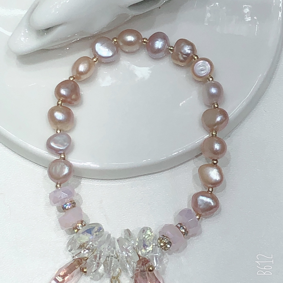 Original pearl bracelet ➕ pink crystal Internet celebrity style Specification image