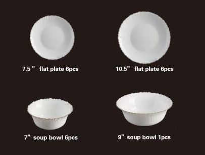 Yiwu Quality Goods 19-head White Jade Glass Tableware Gift Set Yiwu Quality Goods details Picture