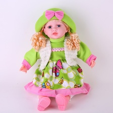 仿真娃娃玩具婴格子花裙子白色马夹搪胶宝宝洋娃娃女孩童娃娃