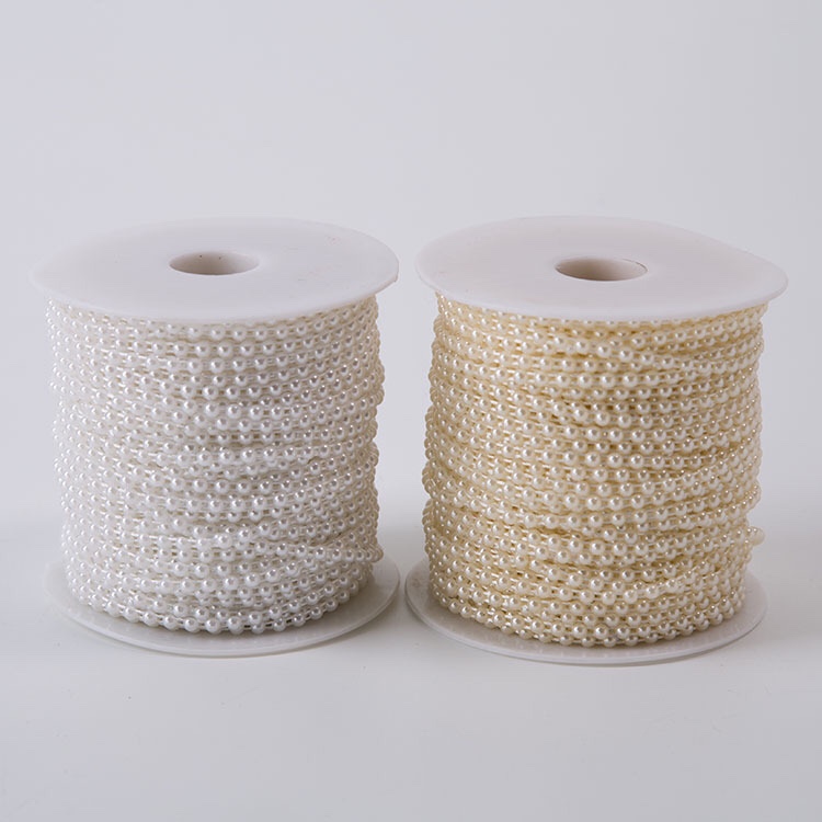 Manufacturers direct 4mm half side single row double line bead, children's hair clip accessories, bridal wedding dress decoration, clothing accessories Diy jewelry accessories decoration imitation pearl cotton beads. thumbnail