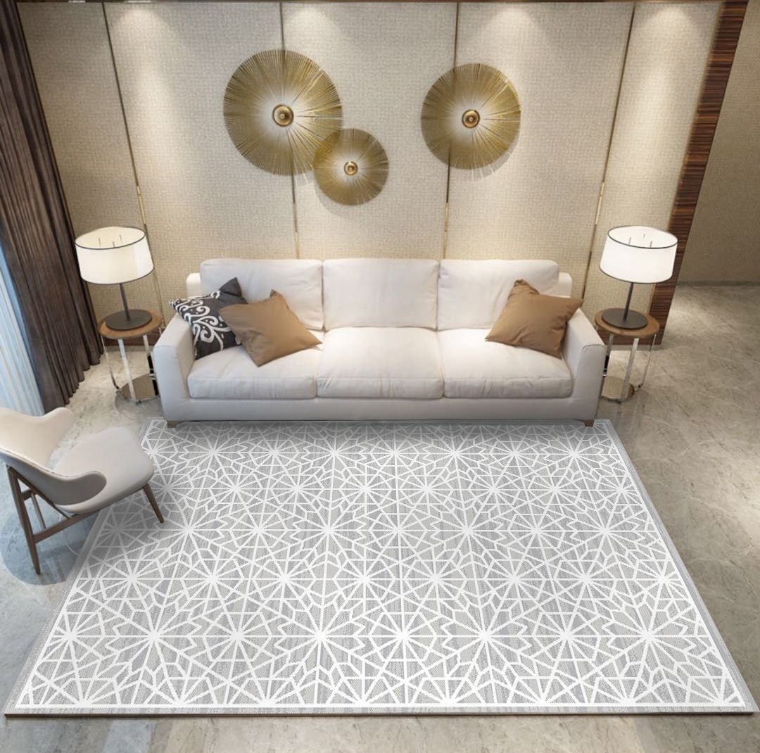 土耳其进口灰色客厅地毯北欧简约素色现代轻奢别墅卧室长方形