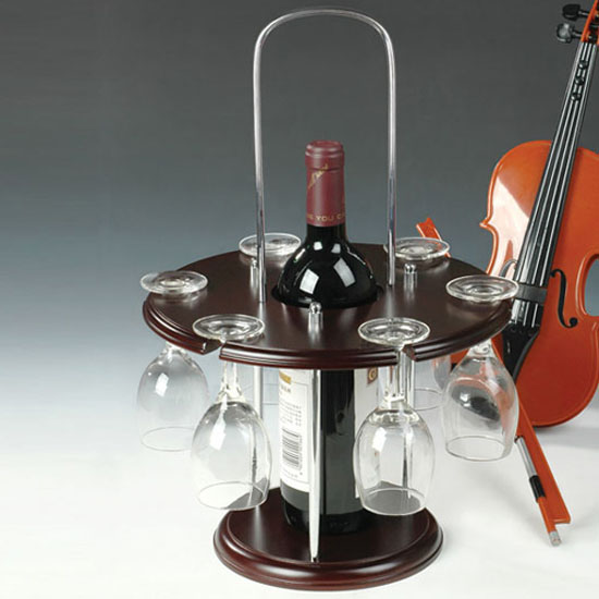 葡萄酒木制红酒架高脚杯06086