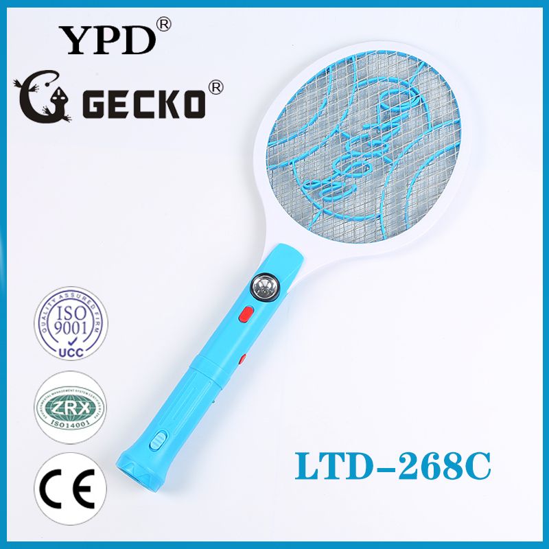 厂家直销GECKO品牌LTD-268C新款带LED手电筒式可拆卸充电电蚊拍