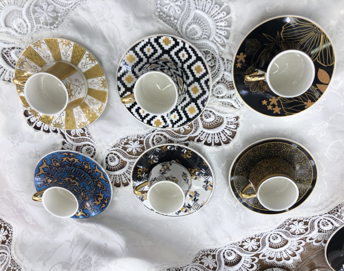 90C六杯六碟咖啡杯，6色可选！图