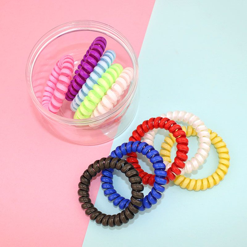 100 pieces/pack of jelly color telephone cord female plastic rubber band bracelet thumbnail