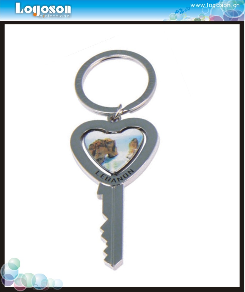 Key-shaped rotatable keychain gift and souvenir