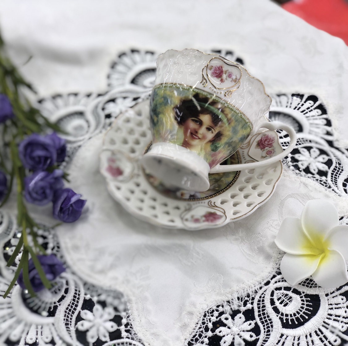 200Cc Gold Large Six Cups Six Plates Large Tea Cup Ceramic Coffee Cup Saucer European Vintage Home Ceramic Coffee Cup