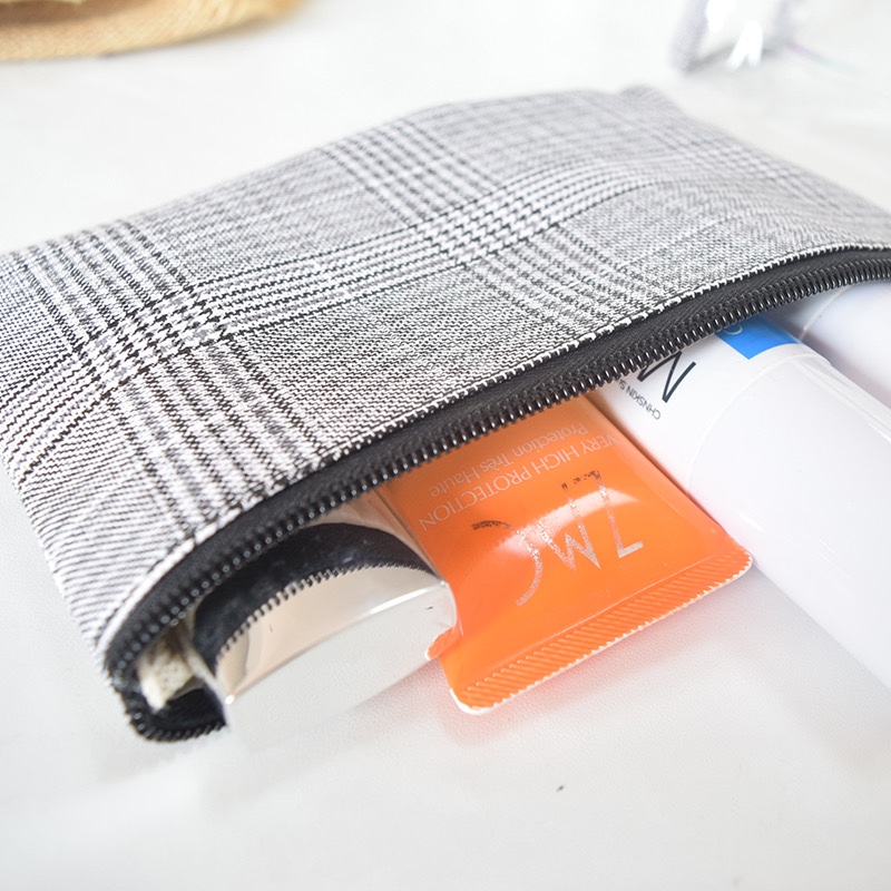 千鸟格子三件套简约PVC化妆包化妆袋洗漱包手拿包产品图