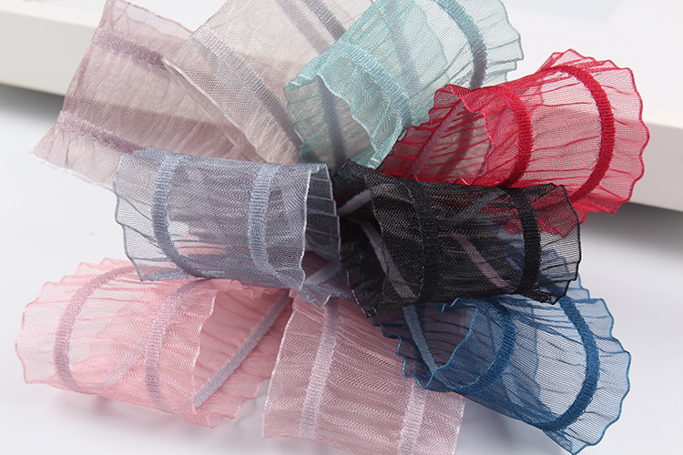 Dingxin Ribbon Double Wrinkle Yarn diy Handmade hair accessories Ribbon Bow clothing accessories Double stripe Wrinkle skirt Hem yarn detail image 1