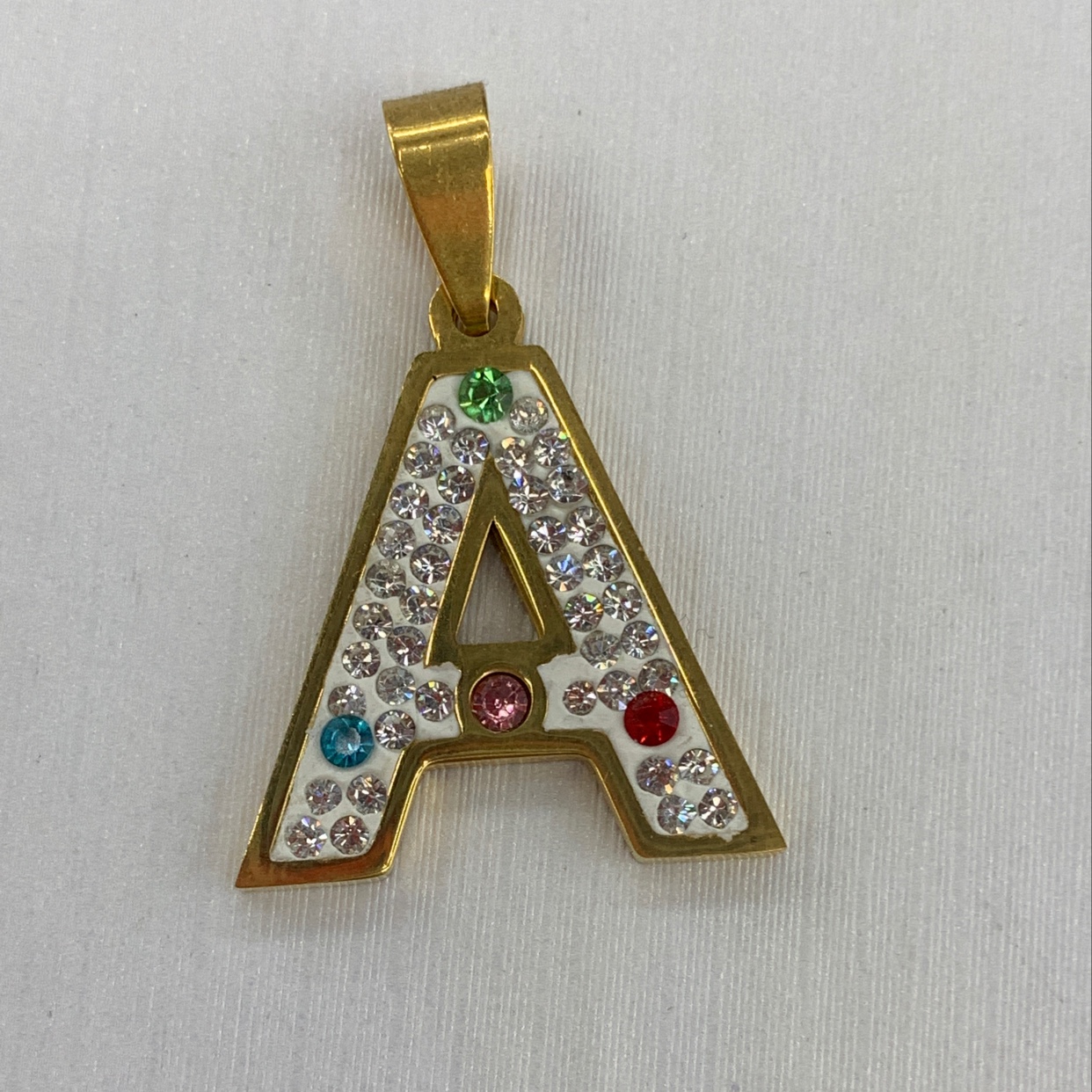 Big Letter A clay diamond real gold pendant thumbnail