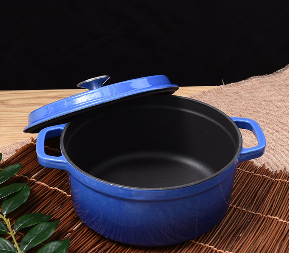 24 cm cast iron enamel soup pot thickened double ear multifunctional saucepan enamelled raw iron pot