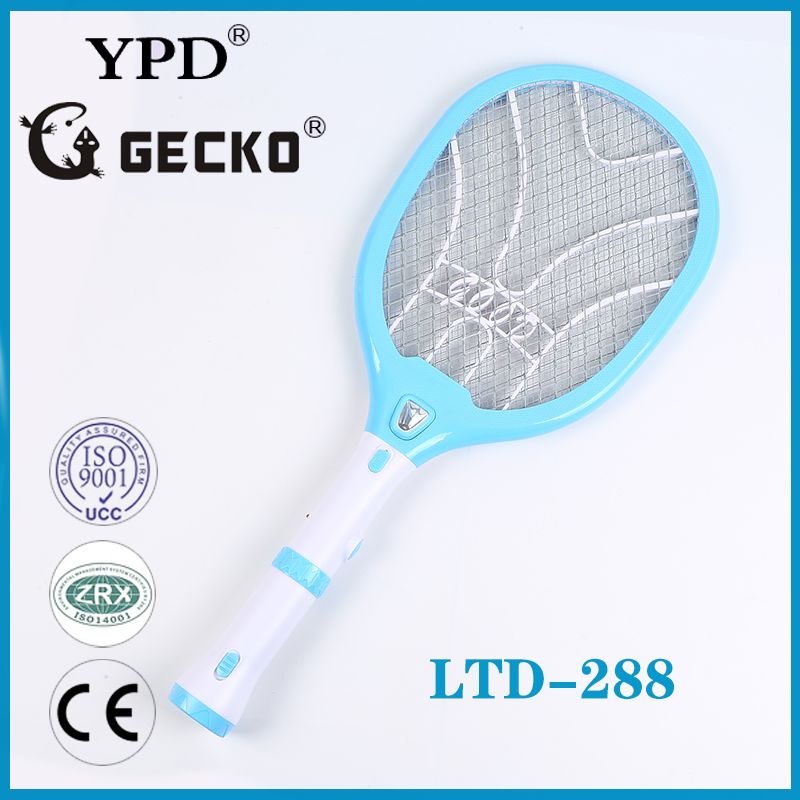 厂家直销GECKO品牌LTD-288新款带LED手电筒式可拆卸充电电蚊拍蓝色详情图1