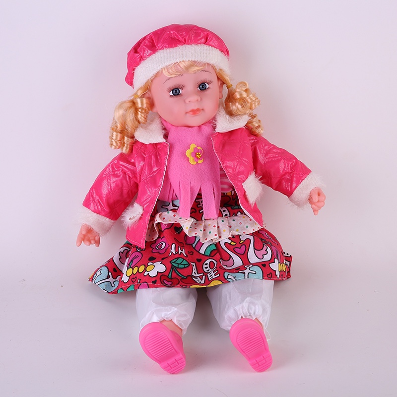 24寸仿真娃娃玩具婴花裙子挴红色外套搪胶宝宝洋娃娃女孩童娃娃