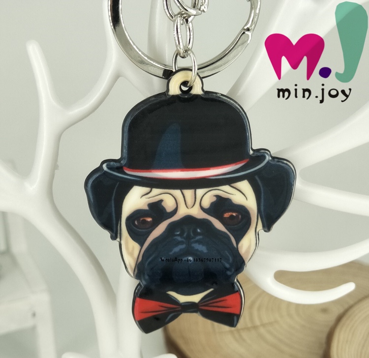 Bow Tie Puppy Gentleman Hat Cartoon Animal Key Chain Pendant Bag Hanging Clothing Accessories Ornaments Ornaments details Picture