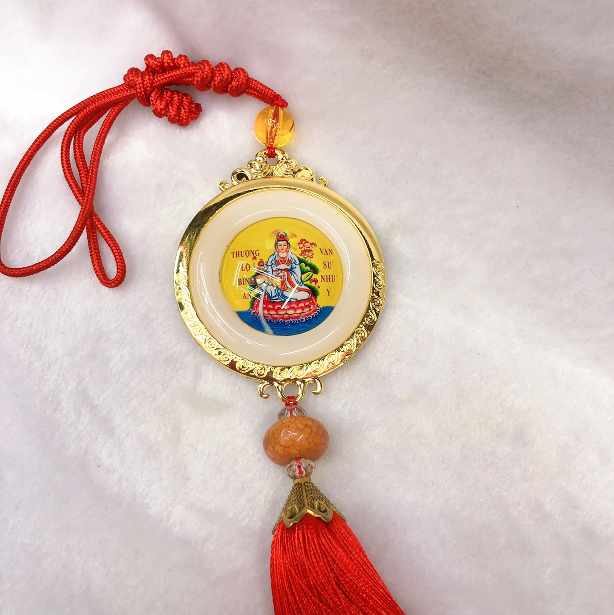Creative white border pendant with gold and jade thumbnail