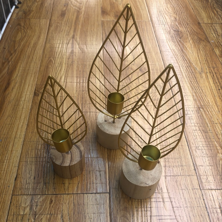 Líneas geométrico estilo nórdico simple único dorado herrería candelero hidroponía regalo creativo hoja pequeño 🍂 grande details Picture
