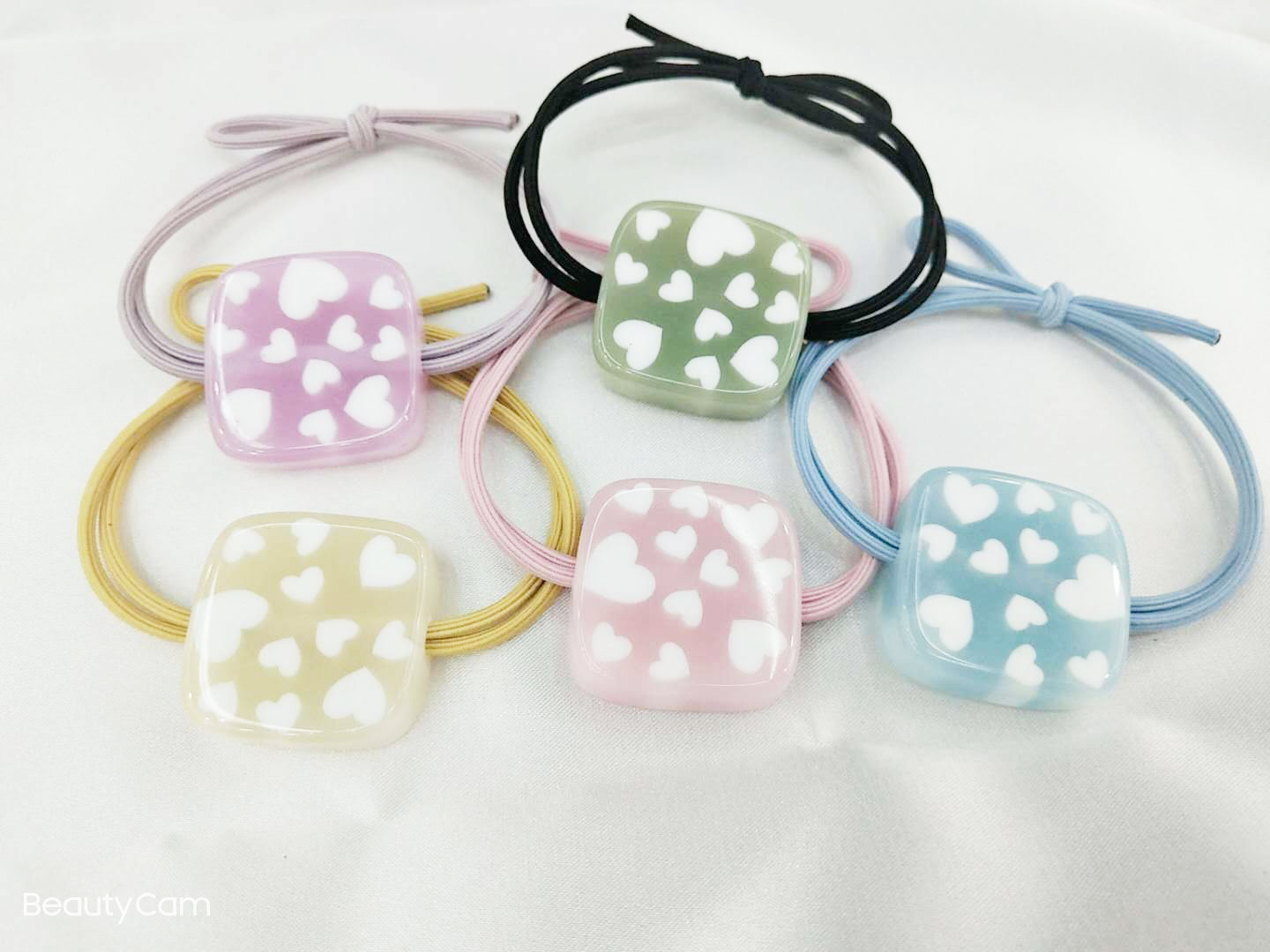 Jelly square heart-shaped loop double-layer head rope detail image 1