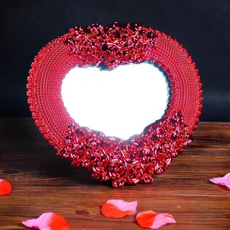 Dressing table type women's net red beauty makeup small mirror desktop portable dressing mirror wedding supplies