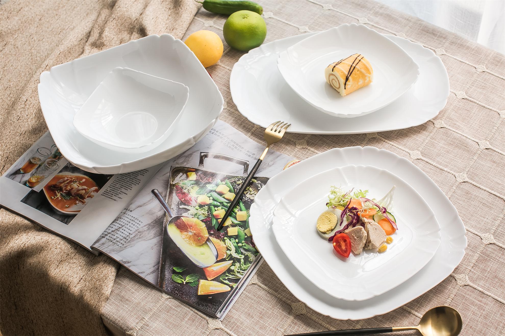 Yiwu quality square opal glass plates and bowls, white jade glass bowls and spare parts Specification image