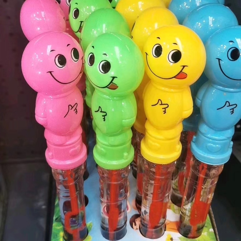 The 38CM cartoon-shaped bubble sticks with five holes and seven colors are selling well at the street stall details Picture