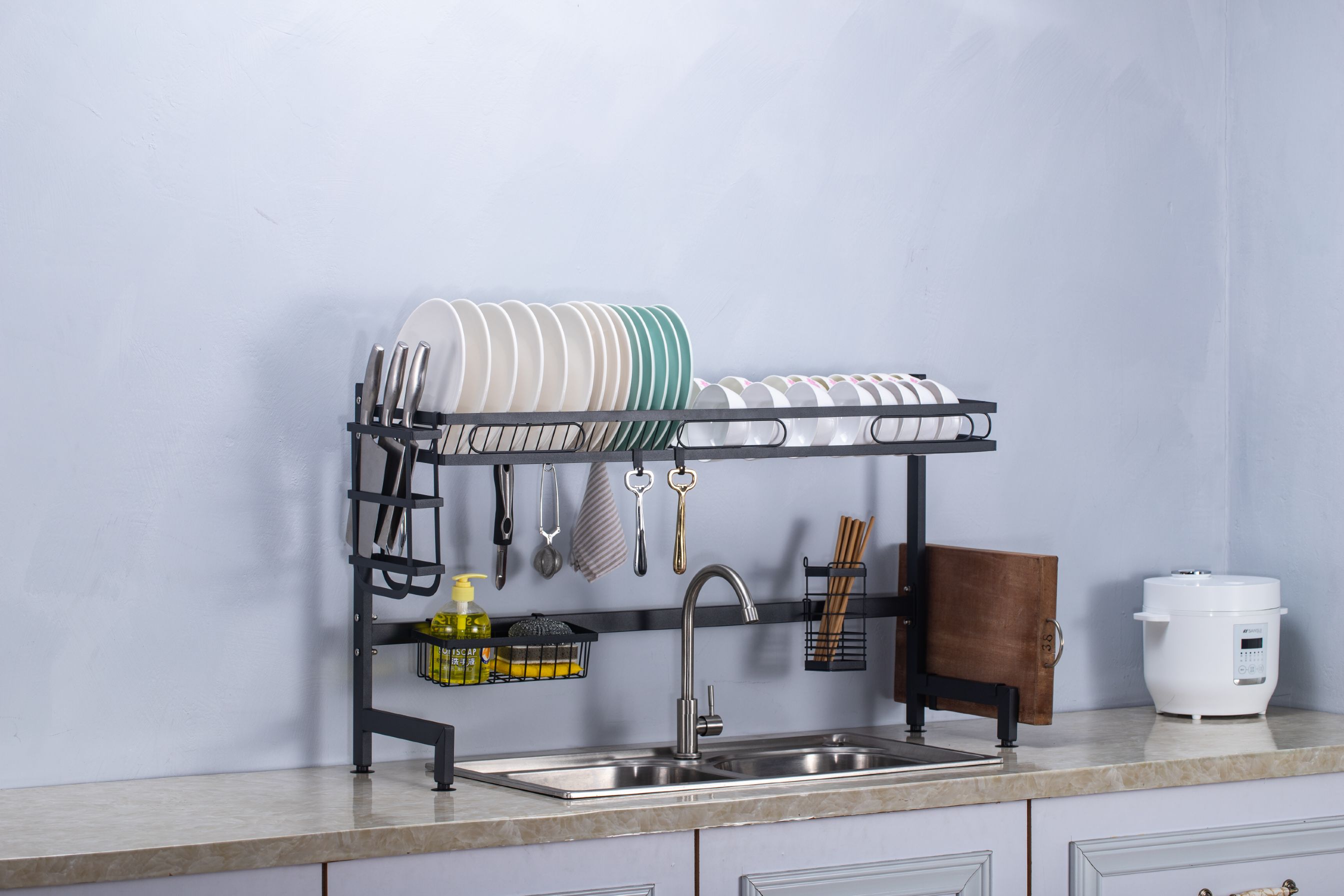 不锈钢折叠碗架水槽沥水架碗碟架沥水篮 厨房用品收纳置物架详情图1