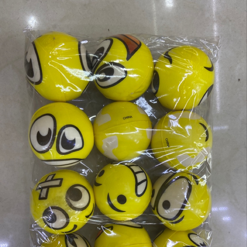 厂家直销5公分多款表情混pu球海绵球压力球细节图